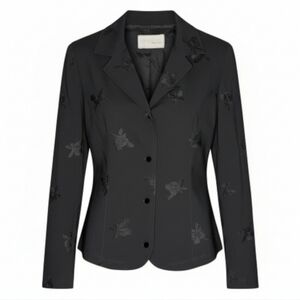 Equestrian Designs Preppy Western Santa Barbara Black Embroidered Blazer Shacket